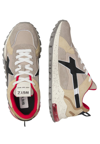 W6yz sneakers uomo Breeze in suede e tessuto tecnico beige rosso