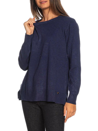 Yes Zee maglia donna misto modal blu M052-RU00 0710 YES-ZEE 