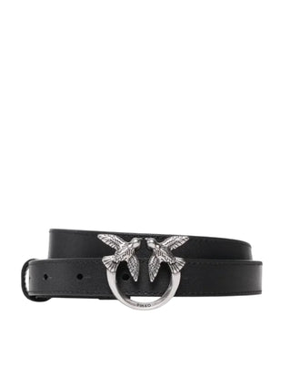 Pinko cintura Love Berry h2 in pelle nero argento