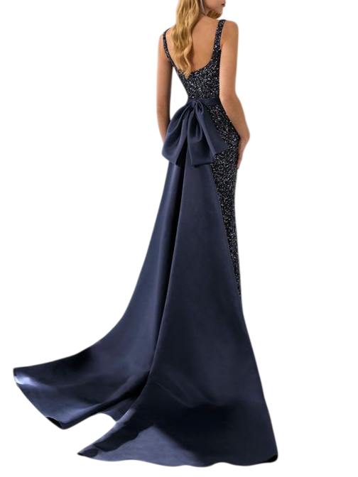 Marfil abito da cerimonia con paillettes blu