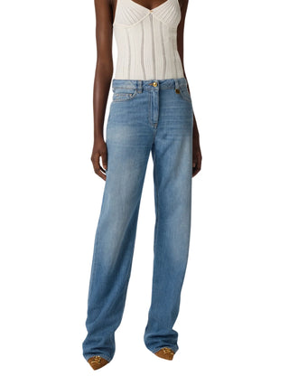 Elisabetta Franchi jeans flare con dettaglio logato lavaggio blu
