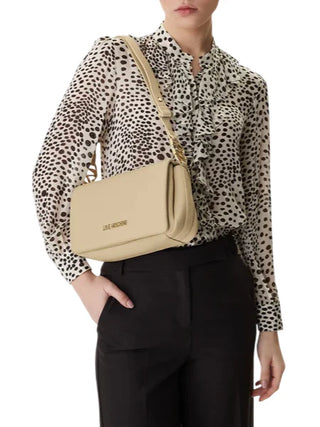 Love Moschino borsa a tracolla in ecopelle martellata beige chiaro