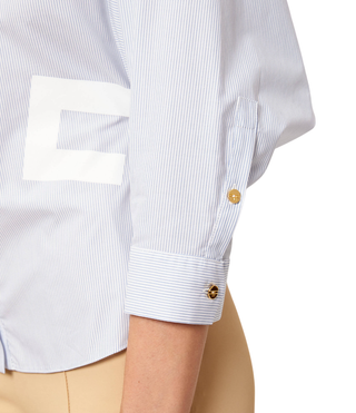 Elisabetta Franchi camicia a righe con cravattino celeste bianco