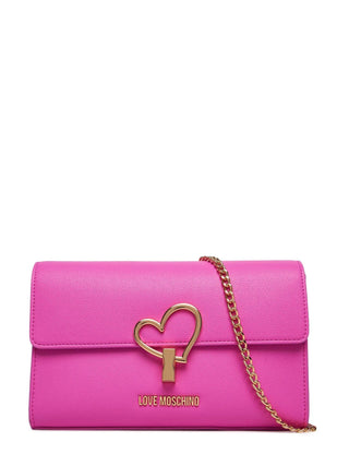 Love Moschino borsa a tracolla in ecopelle martellata fucsia oro