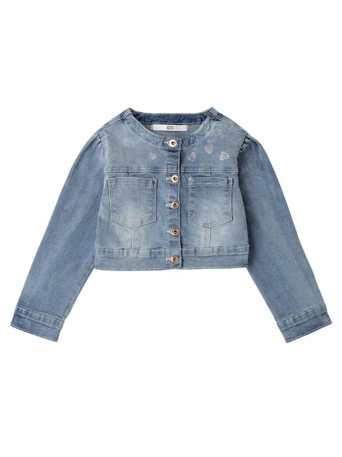 iDo giubbino bambina in denim con strass lavaggio blu
