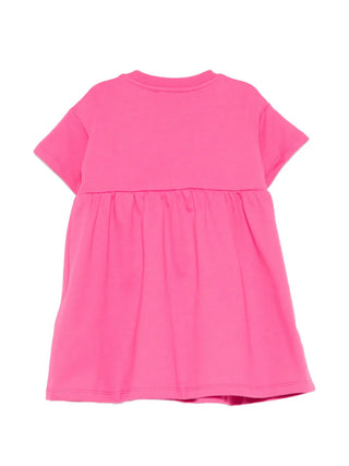 Moschino abito neonata manica corta con tasche fucsia