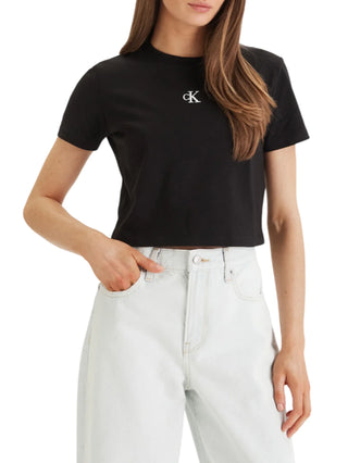 Calvin Klein Jeans T-shirt crop manica corta con logo nero LV047AB213 UB1 Calvin Klein Jeans 