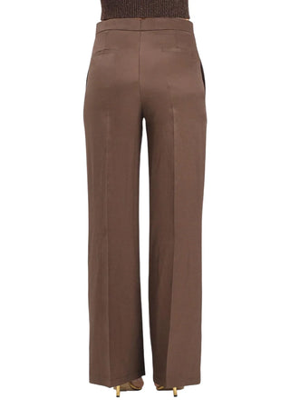 Vicolo pantaloni palazzo donna misto lino marrone