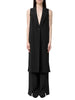 Simona Corsellini gilet lungo donna con bottone gioiello nero