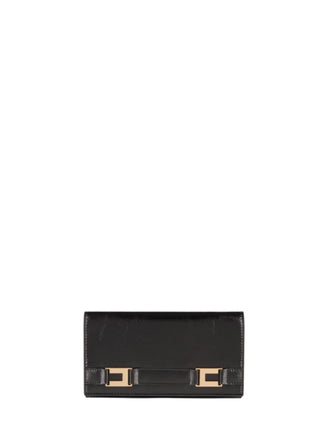 Elisabetta Franchi pochette in ecopelle con placca logo nero