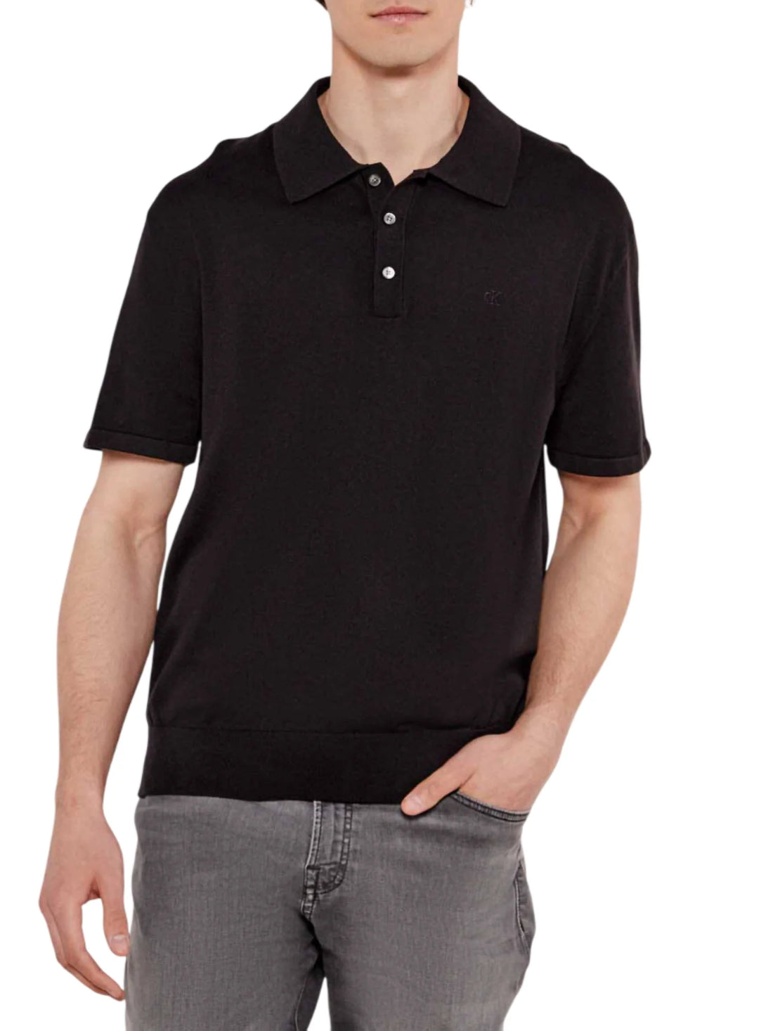 Calvin Klein polo uomo in maglia nero