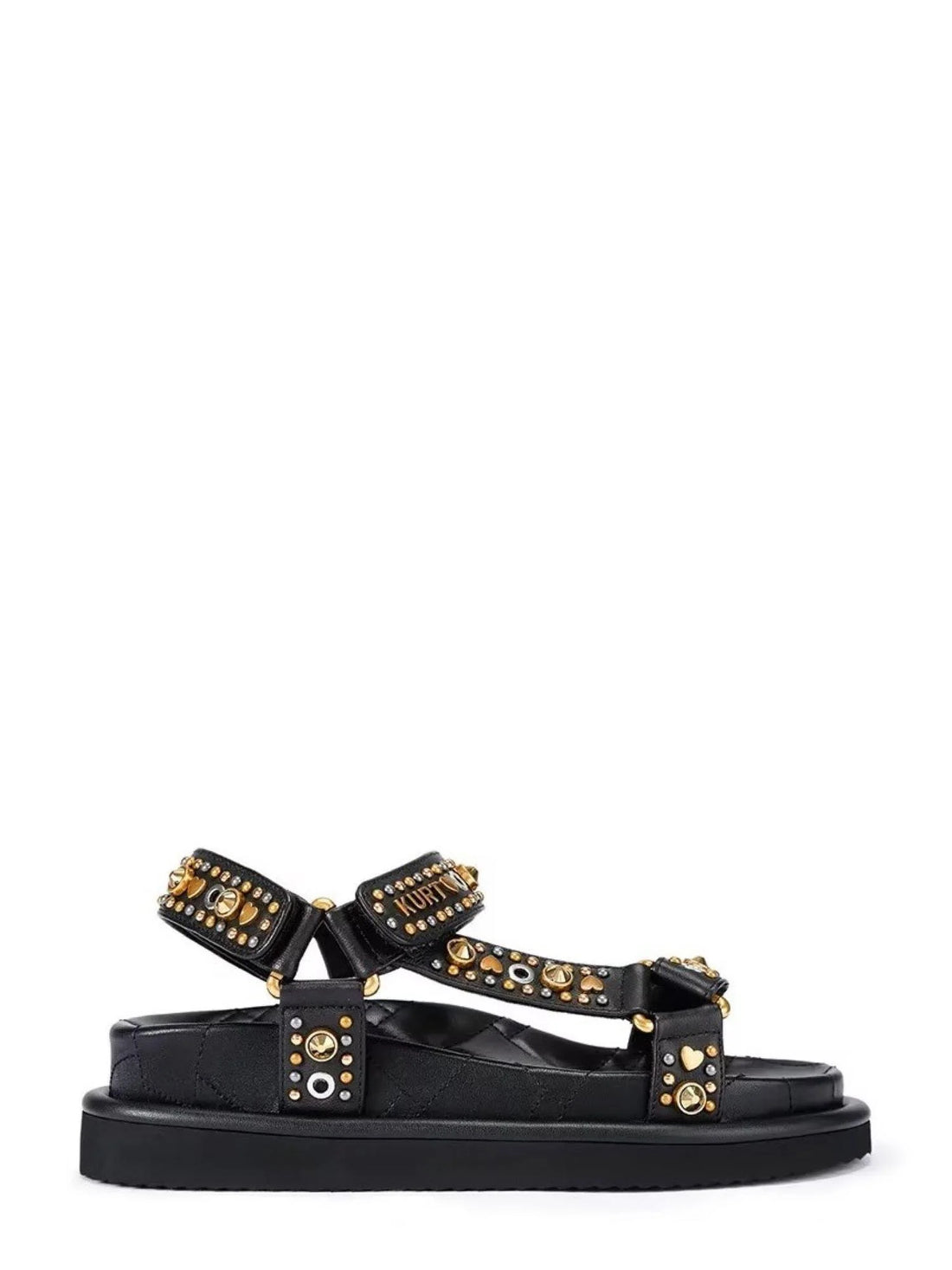 Kurt Geiger sandali donna in pelle Orson con borchie e strass nero