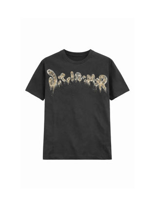 Disclaimer T-shirt bambina manica corta con logo strass nero