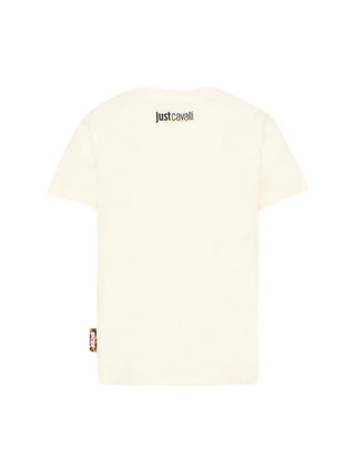 Just Cavalli T-shirt manica corta con logo unisex panna