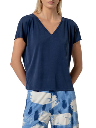 Surkana T-shirt scollo a V donna blu