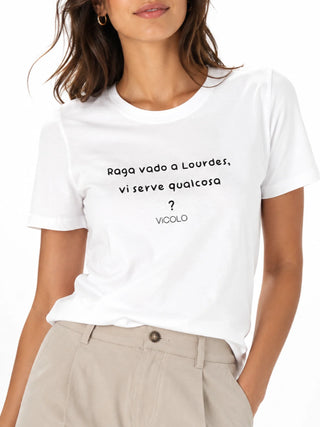 Vicolo T-shirt donna in cotone con scritta panna RAB0993 NATURALE VICOLO