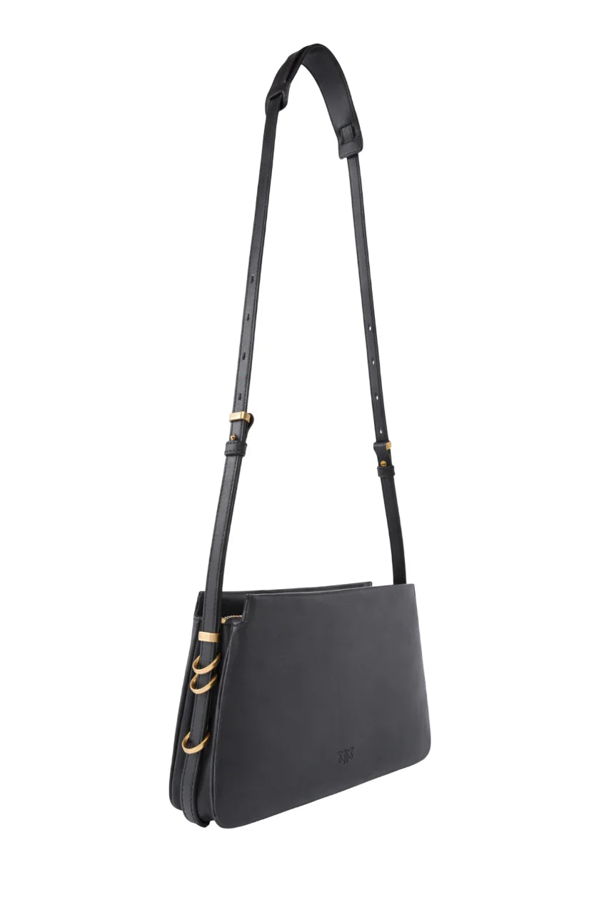 Pinko borsa a tracolla Triplet in pelle antracite oro