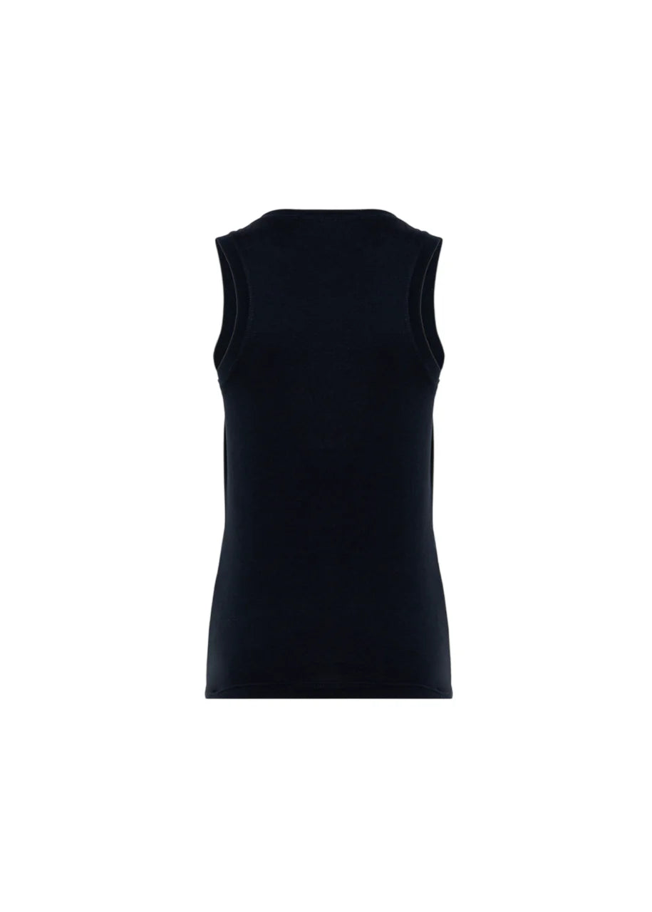 Blugirl canotta in jersey con logo strass blu scuro