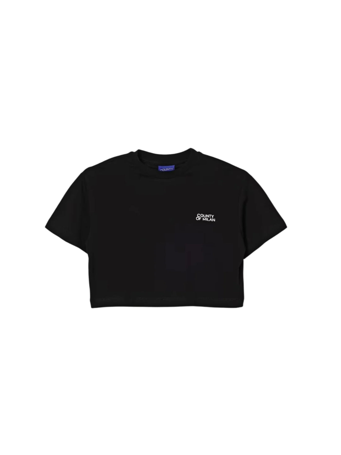 County of Milan T-shirt crop bambina con logo strass nero