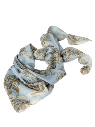 Surkana foulard pura seta donna in fantasia celeste