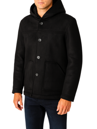 Alta Tensione giubbino montone ecologico con cappuccio nero 4197-POKER NERO ALTA TENSIONE