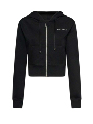 John Richmond felpa donna con cappuccio e zip nero UWA25004FE BLACK John RICHMOND 