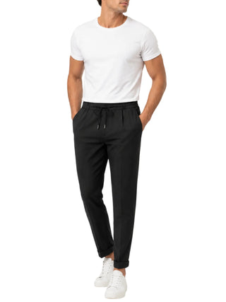 Le Braghe pantaloni uomo con coulisse misto viscosa nero