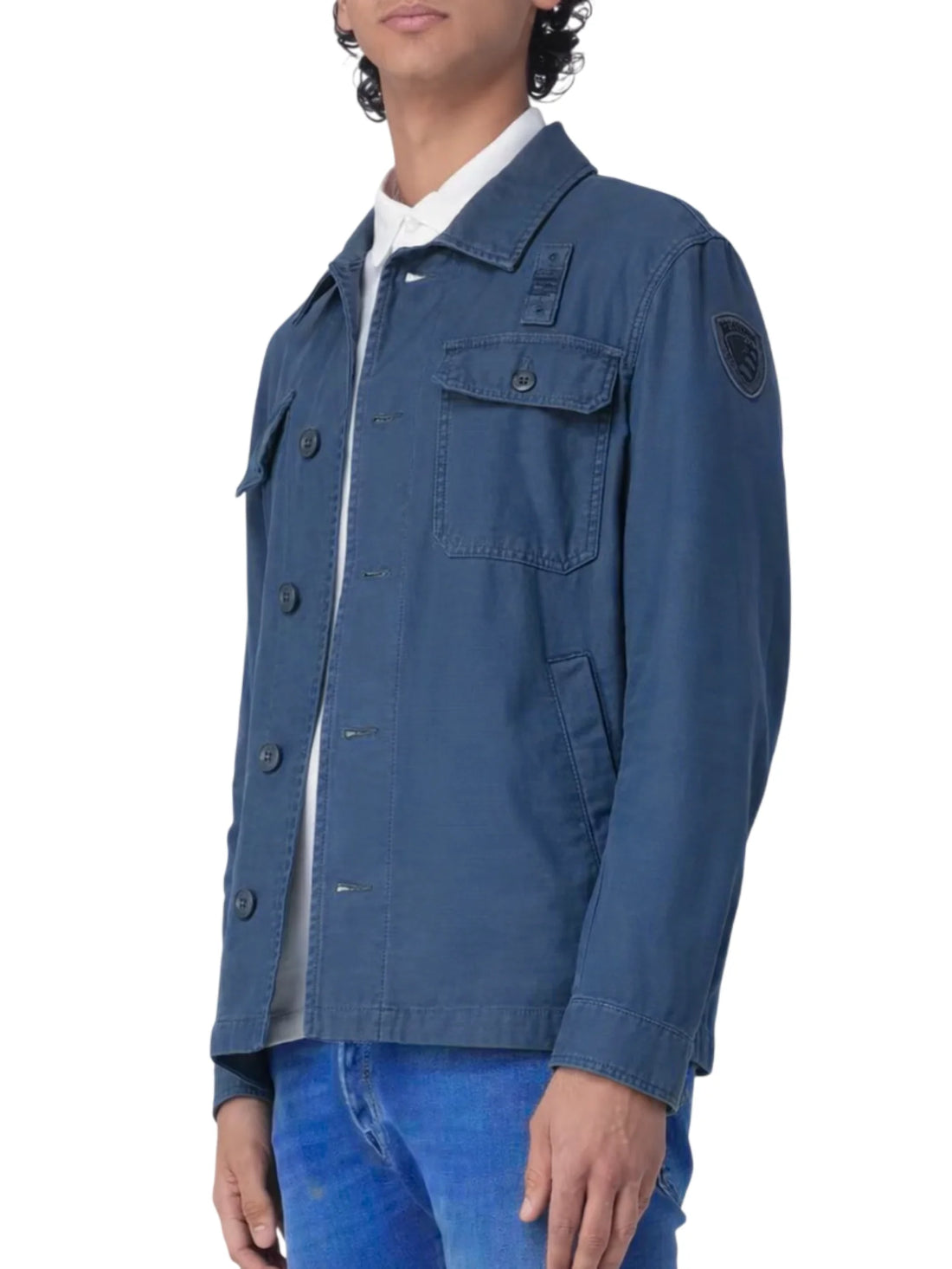 Blauer giubbino Goodale Dyed in cotone blu avio