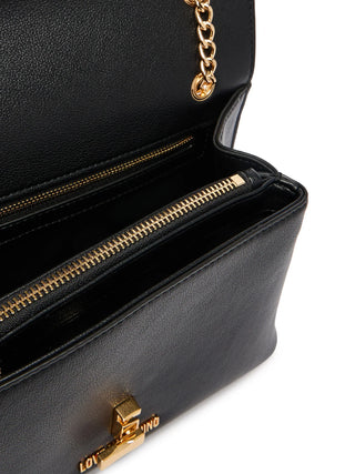 Love Moschino borsa a spalla in ecopelle martellata nero