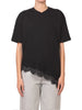 Vicolo T-shirt manica corta asimmetrica con pizzo nero
