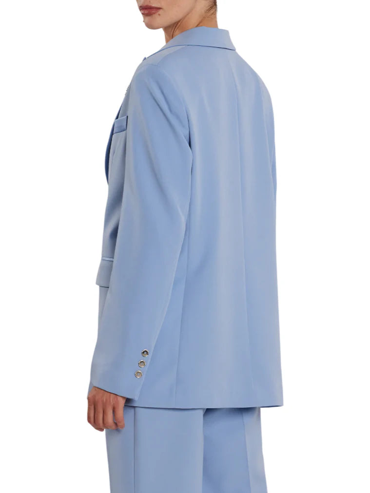 Relish giacca blazer Satyne con dettagli satin celeste