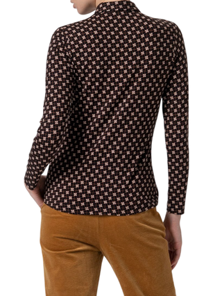 Surkana camicia donna in fantasia nero marrone 565IRVI118 00 SURKANA