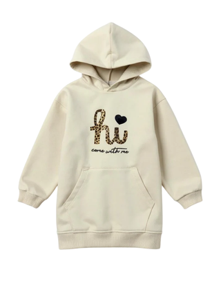 Please abito bambina in felpa beige AB06042G77 1134 PLEASE KID