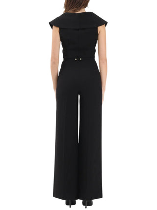 Simona Corsellini tuta jumpsuit lunga donna con cintina nero