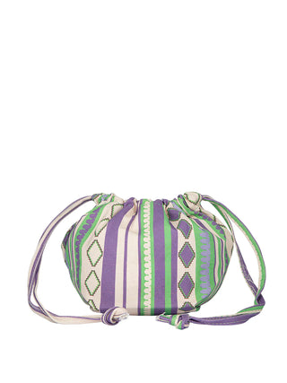Me Fui pochette sack bag con coulisse in fantasia verde viola