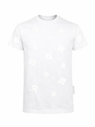 John Richmond T-shirt bambino con stampe logate bianco
