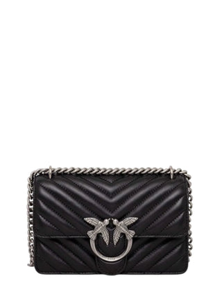 Pinko borsa Love Bag One Mini in pelle trapuntata nero argento