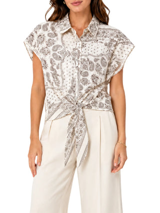 Vicolo camicia crop in fantasia beige marrone TAB2729 NATURALE VICOLO