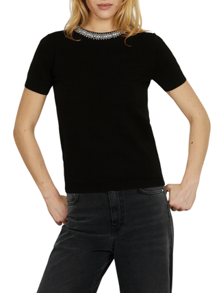 Relish maglia manica corta Acteria con strass nero ACTERIA 1199 RELISH 