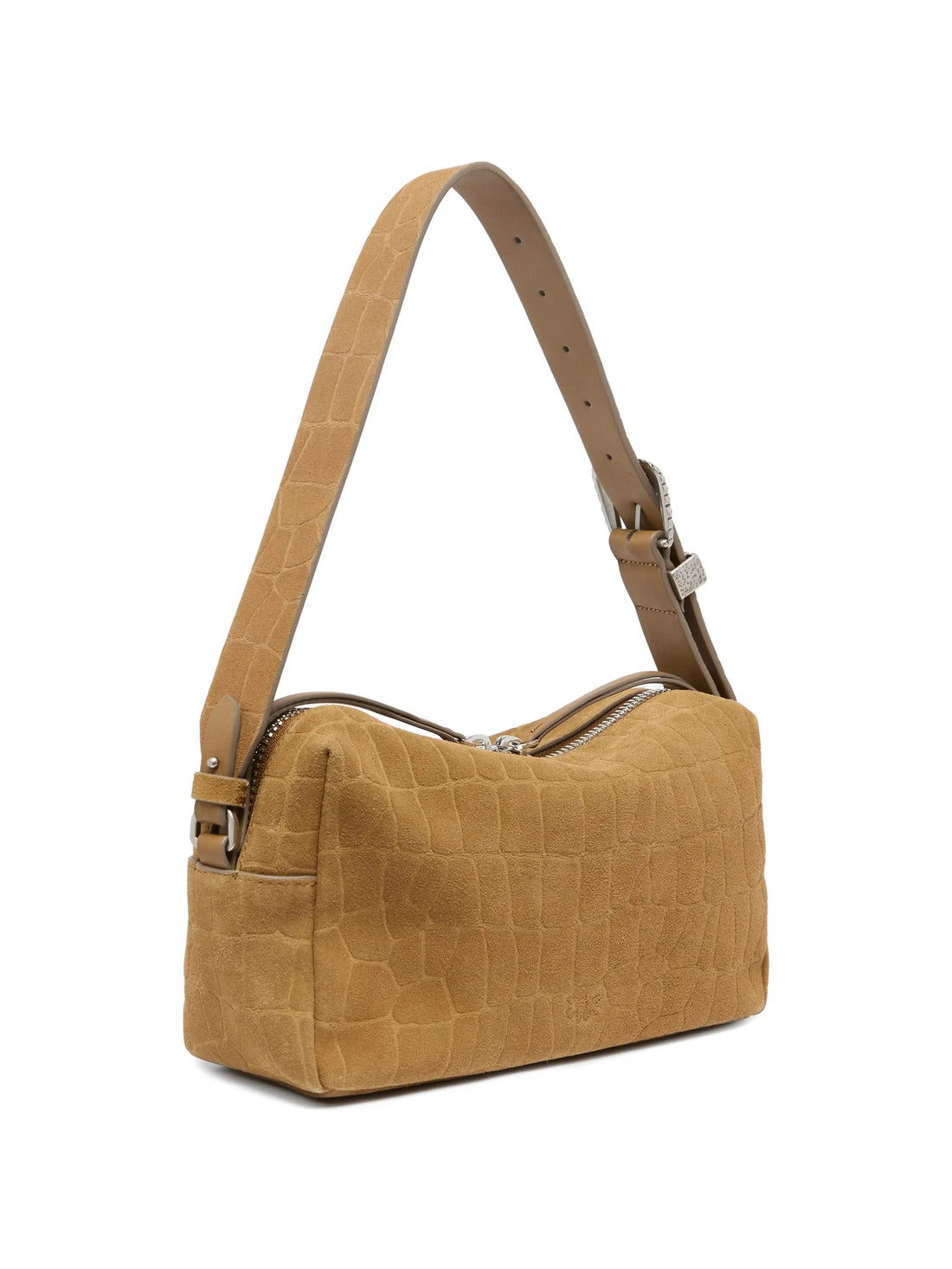 Pinko borsa bauletto Trittico in nabuk effetto coccodrillo beige