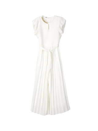 iDo tuta jumpsuit bambina con pantaloni plissè panna