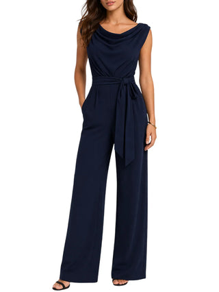 Sandro Ferrone tuta jumpsuit lunga scollo morbido blu