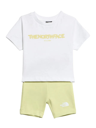 The North Face completo bambina T-shirt e bermuda bianco giallo lime