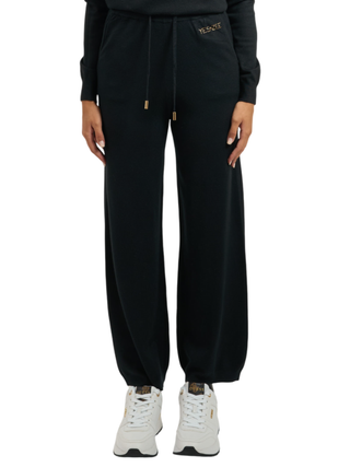 Yez Zee pantaloni in maglia gamba larga nero P369-RU00 0801 YES-ZEE 