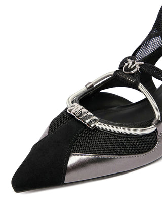 Pinko ballerine slingback a punta Gianira con lacci nero