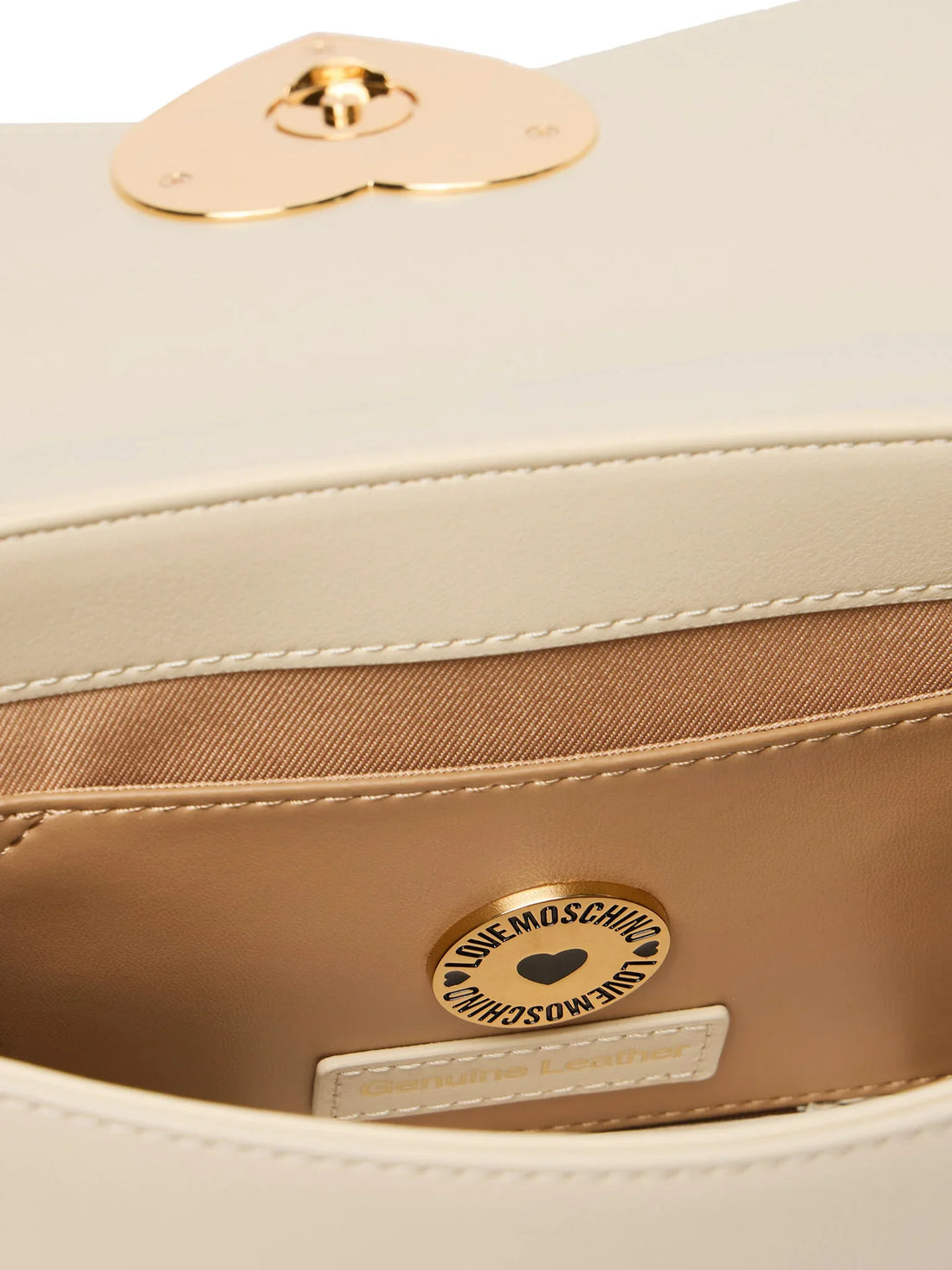 Love Moschino borsa a mano con placca logo Heart ecrù