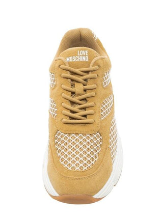 Love Moschino sneakers donna in mesh e suede beige