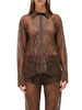 Blugirl camicia in pizzo manica lunga marrone