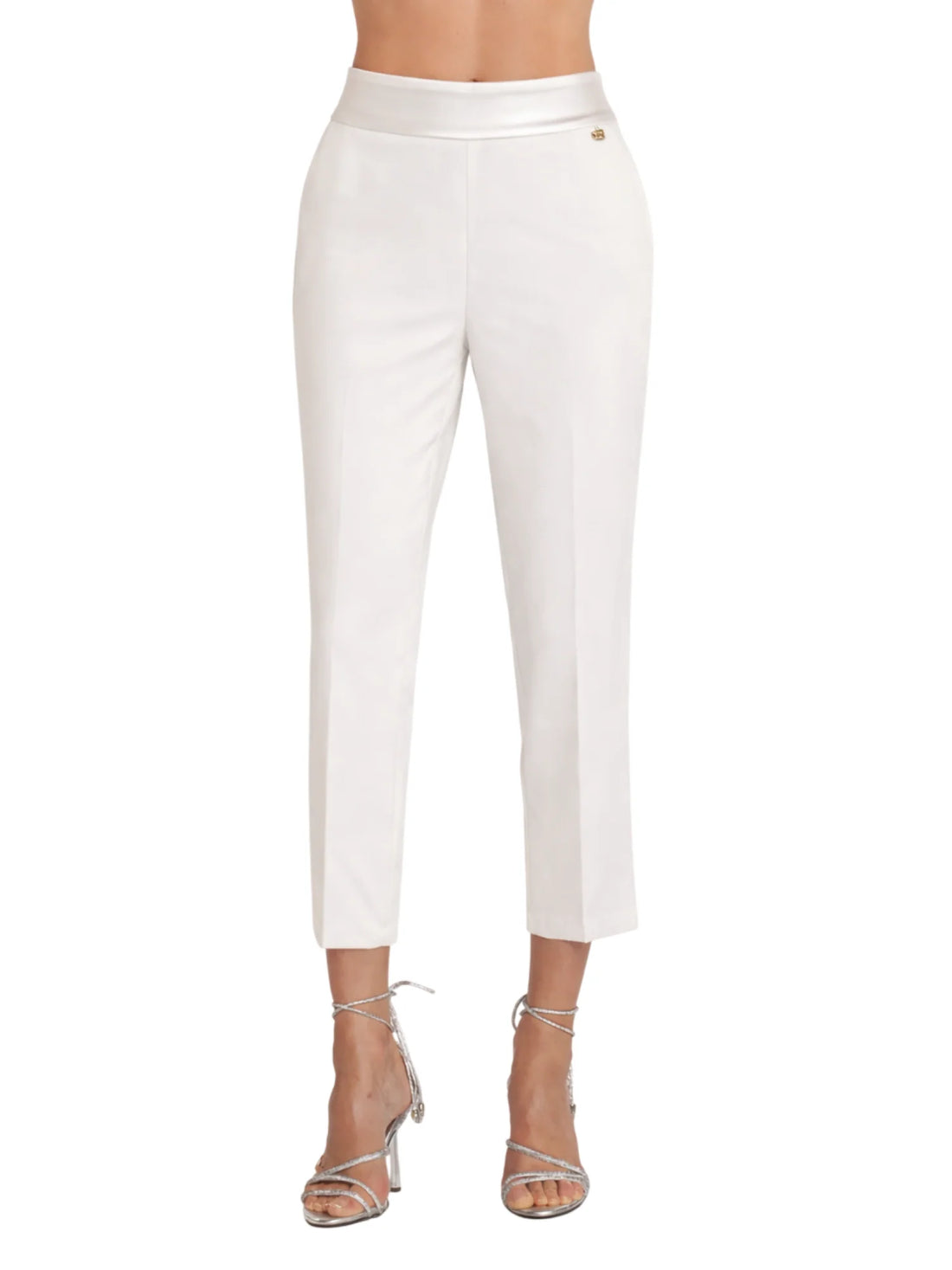 Relish pantaloni slim Nantes con banda satin avorio