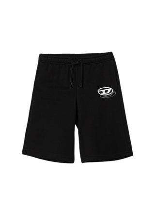 Diesel bermuda bambino in felpa con logo nero